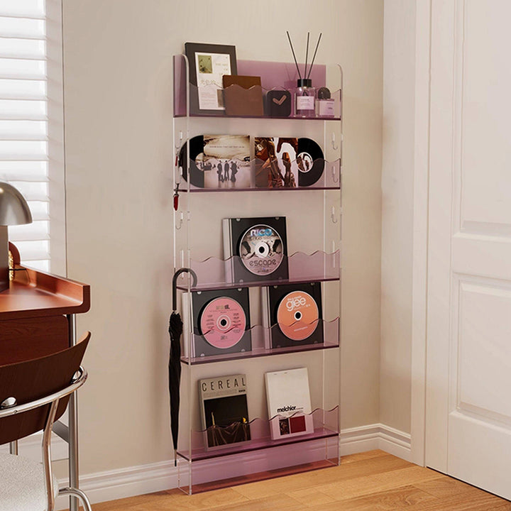 Étagère de rangement rectangulaire contemporaine scandinave en acrylique ultra-fine à 5 niveaux pour salon 