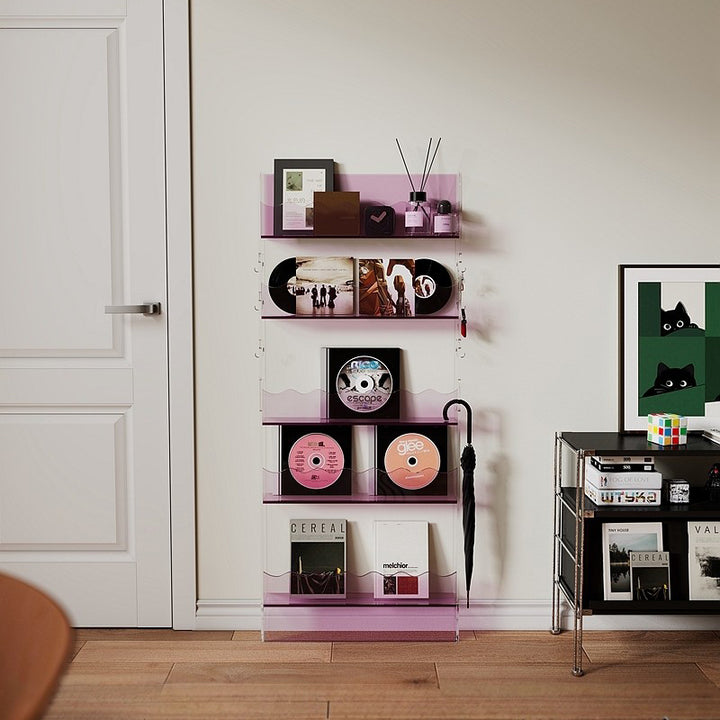 Étagère de rangement rectangulaire contemporaine scandinave en acrylique ultra-fine à 5 niveaux pour salon 