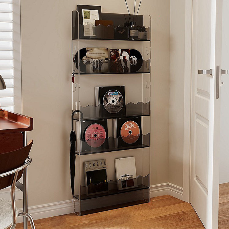 Étagère de rangement rectangulaire contemporaine scandinave en acrylique ultra-fine à 5 niveaux pour salon 
