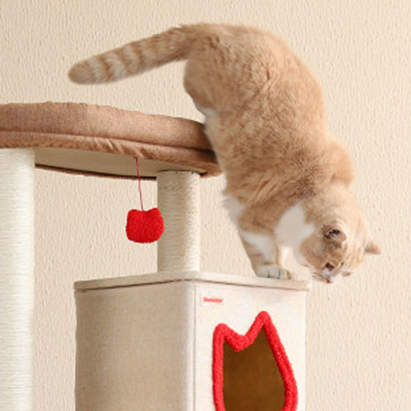 Contemporary Creative Square Particleboard Velvet Fabric Sisal Multi-Functional Cat Tree For Living Room
