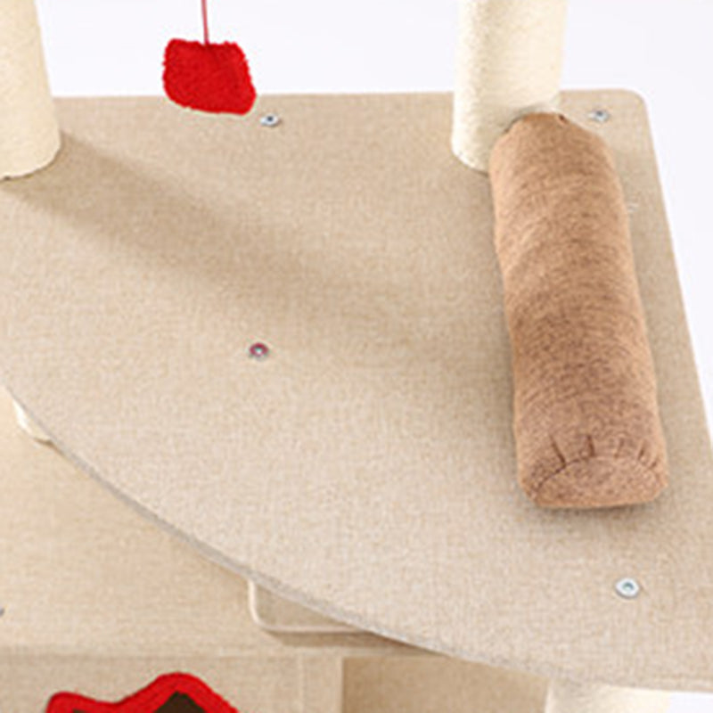 Contemporary Creative Square Particleboard Velvet Fabric Sisal Multi-Functional Cat Tree For Living Room