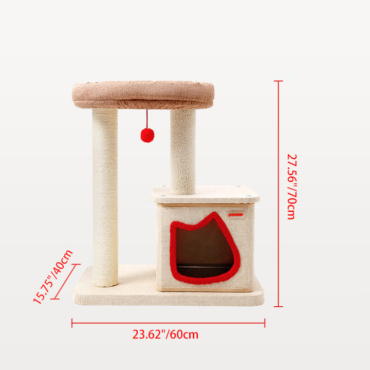 Contemporary Creative Square Particleboard Velvet Fabric Sisal Multi-Functional Cat Tree For Living Room