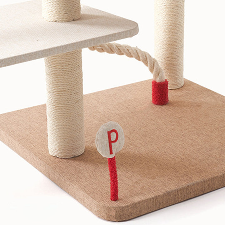 Contemporary Creative Square Particleboard Velvet Fabric Sisal Multi-Functional Cat Tree For Living Room