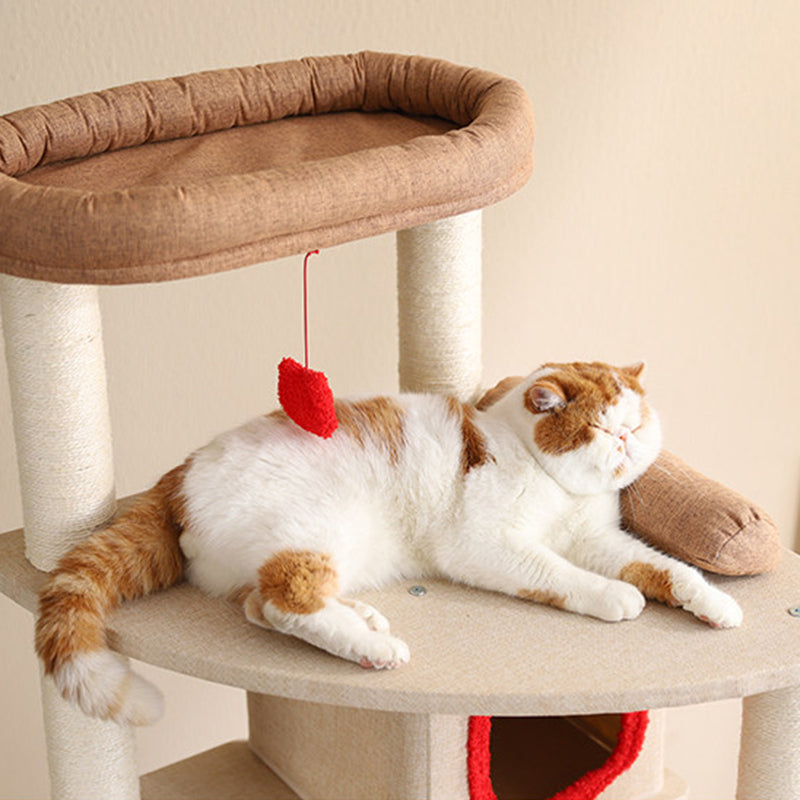 Contemporary Creative Square Particleboard Velvet Fabric Sisal Multi-Functional Cat Tree For Living Room