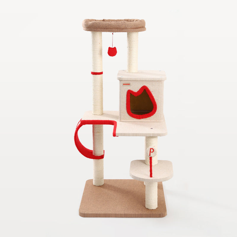 Contemporary Creative Square Particleboard Velvet Fabric Sisal Multi-Functional Cat Tree For Living Room