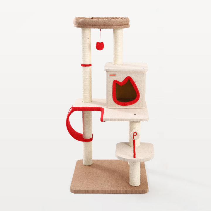 Contemporary Creative Square Particleboard Velvet Fabric Sisal Multi-Functional Cat Tree For Living Room