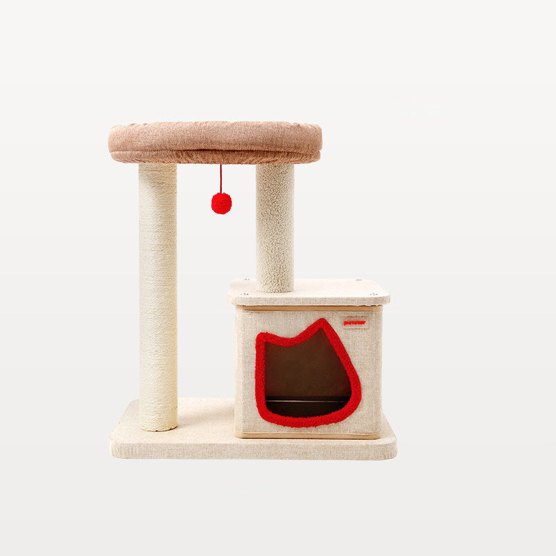 Contemporary Creative Square Particleboard Velvet Fabric Sisal Multi-Functional Cat Tree For Living Room