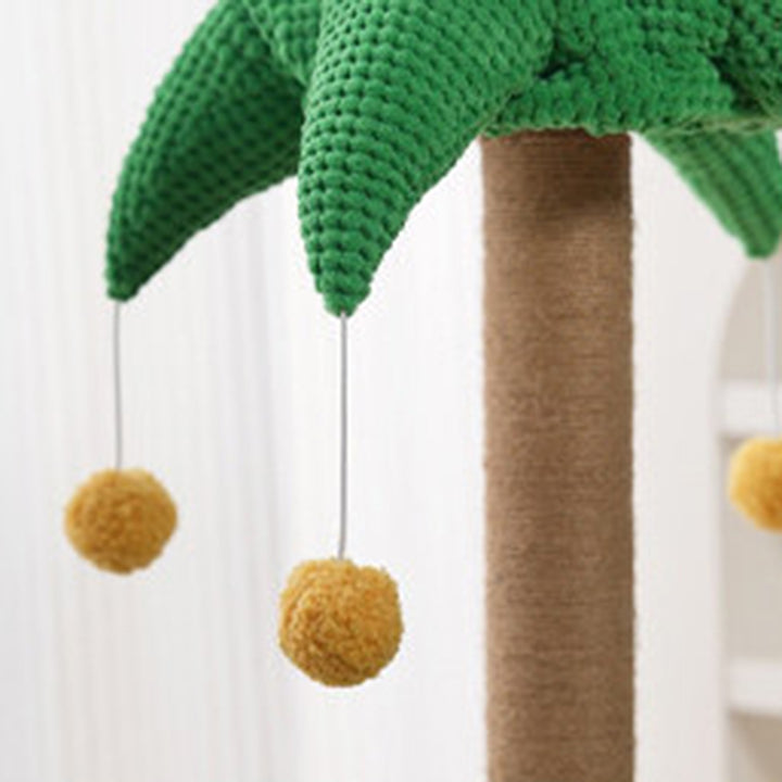 Árbol para gatos contemporáneo de fibra de densidad media redonda creativa de tela de terciopelo y sisal de árbol de coco para sala de estar 