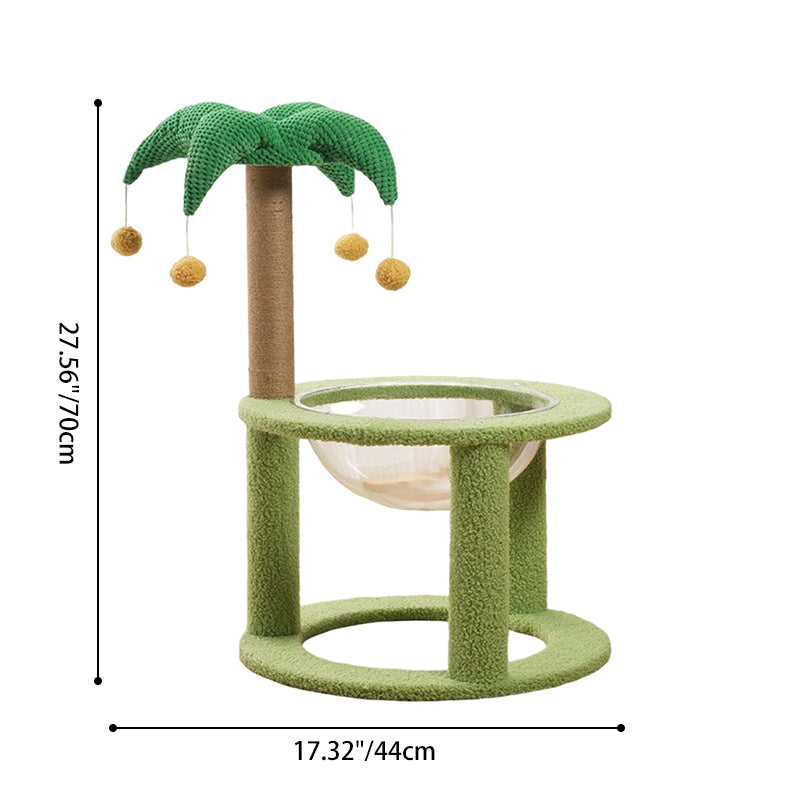 Árbol para gatos contemporáneo de fibra de densidad media redonda creativa de tela de terciopelo y sisal de árbol de coco para sala de estar 