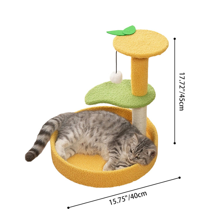 Árbol para gatos contemporáneo de fibra de densidad media redonda creativa de tela de terciopelo y sisal de árbol de coco para sala de estar 