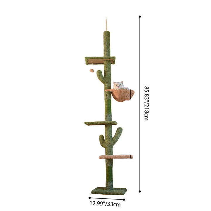Árbol para gatos contemporáneo de partículas rectangulares de tela de terciopelo y tubo de papel de sisal con forma de cactus para sala de estar 
