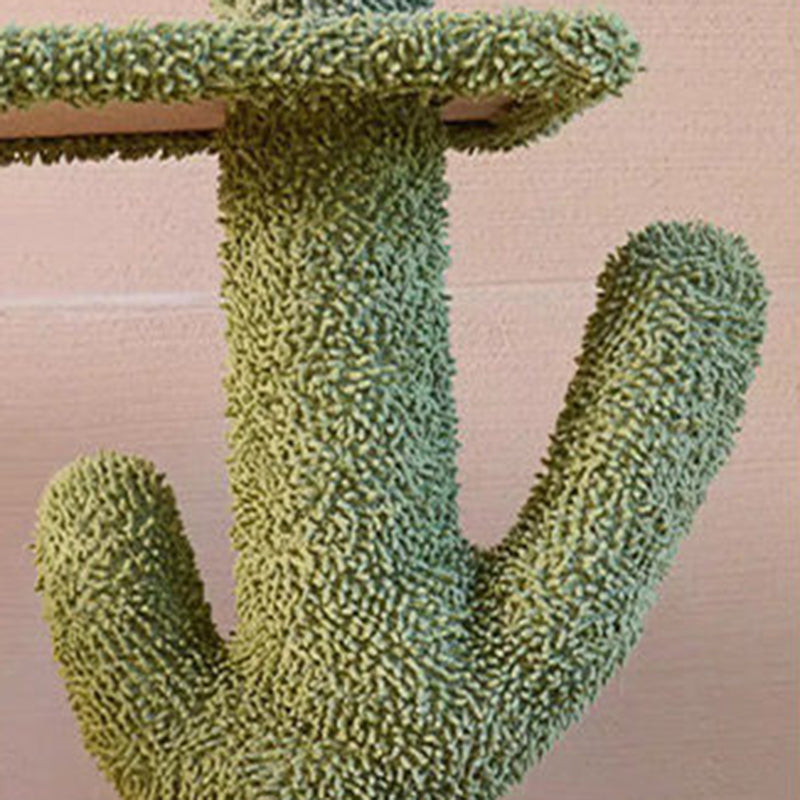 Árbol para gatos contemporáneo de partículas rectangulares de tela de terciopelo y tubo de papel de sisal con forma de cactus para sala de estar 