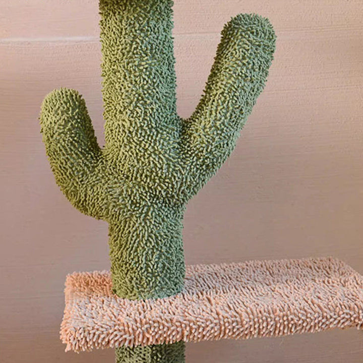 Árbol para gatos contemporáneo de partículas rectangulares de tela de terciopelo y tubo de papel de sisal con forma de cactus para sala de estar 