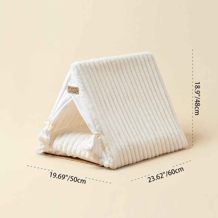 Contemporary Scandinavian Triangular Iron Velvet Fabric Foldable Cat Bed For Living Room &amp; Bedroom