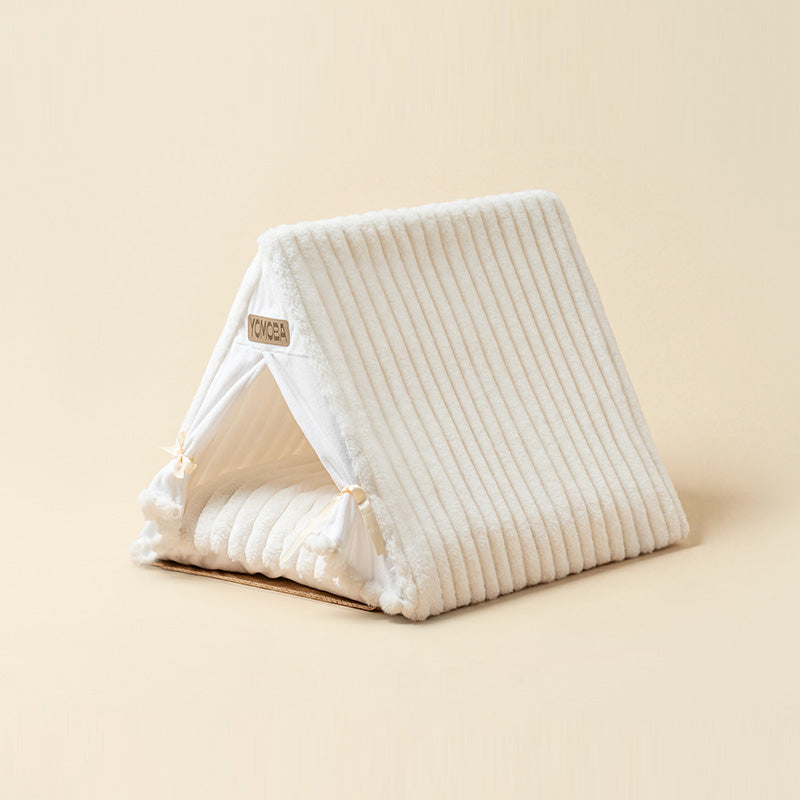 Contemporary Scandinavian Triangular Iron Velvet Fabric Foldable Cat Bed For Living Room &amp; Bedroom