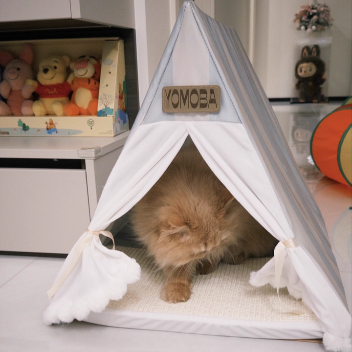 Contemporary Scandinavian Triangular Iron Velvet Fabric Foldable Cat Bed For Living Room &amp; Bedroom