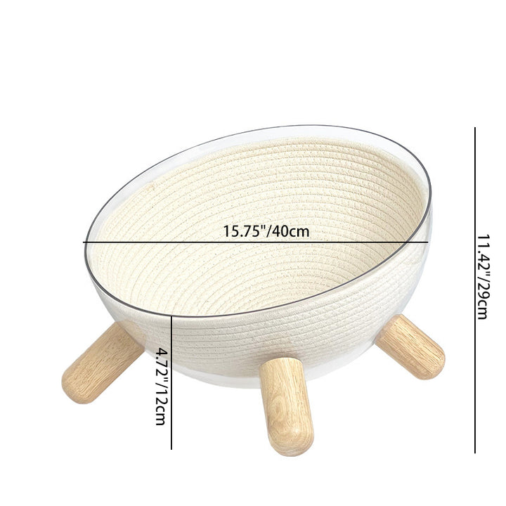 Cama para gatos contemporánea escandinava redonda de madera de caucho PET hierro transparente para dormitorio 