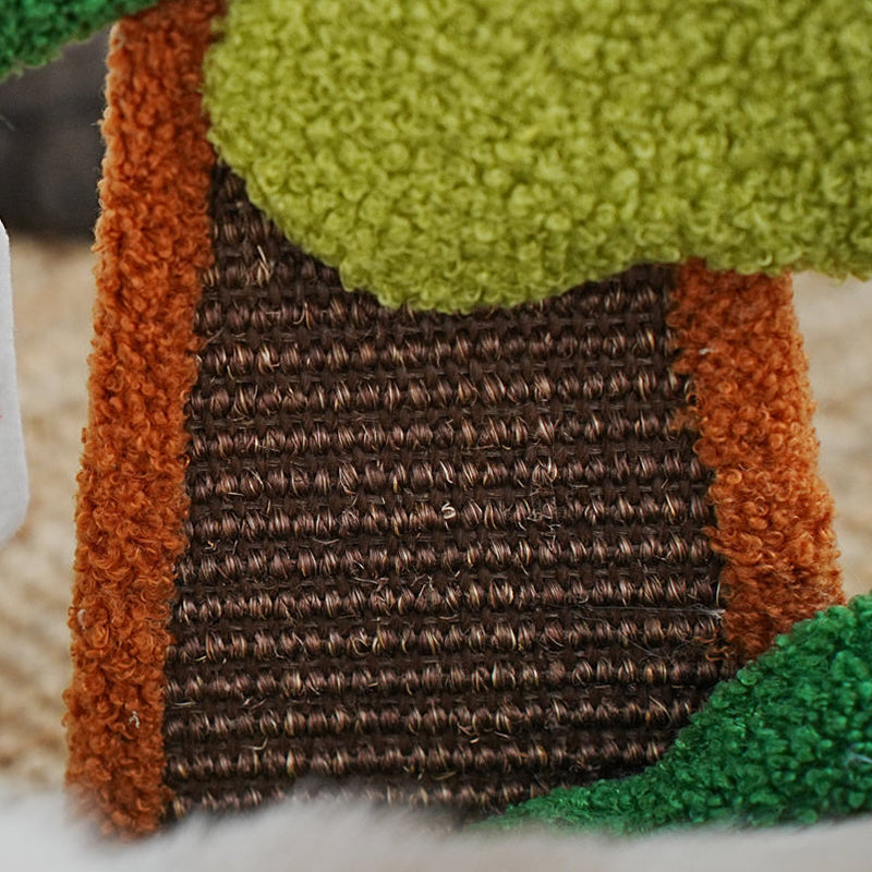 Arbre à chat contemporain créatif rectangulaire en panneaux de particules, carton, tissu velours et sisal, à 4 niveaux pour salon 