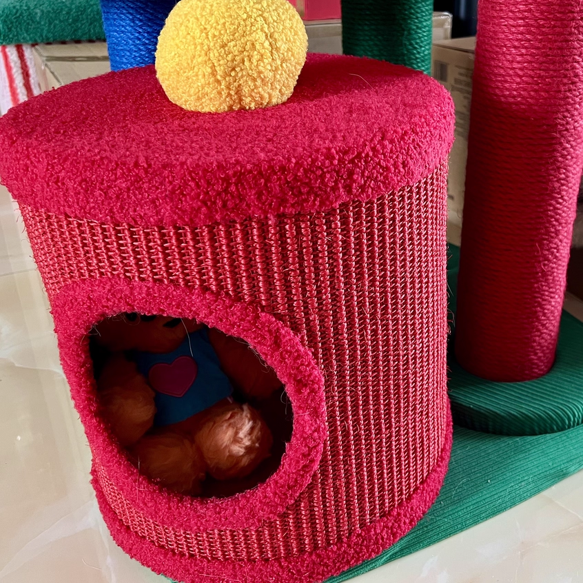 Contemporary Creative Rectangular Particleboard Corrugated Paper Sisal Jute EPS Cat Tree 2/3/4-Tier For Living Room