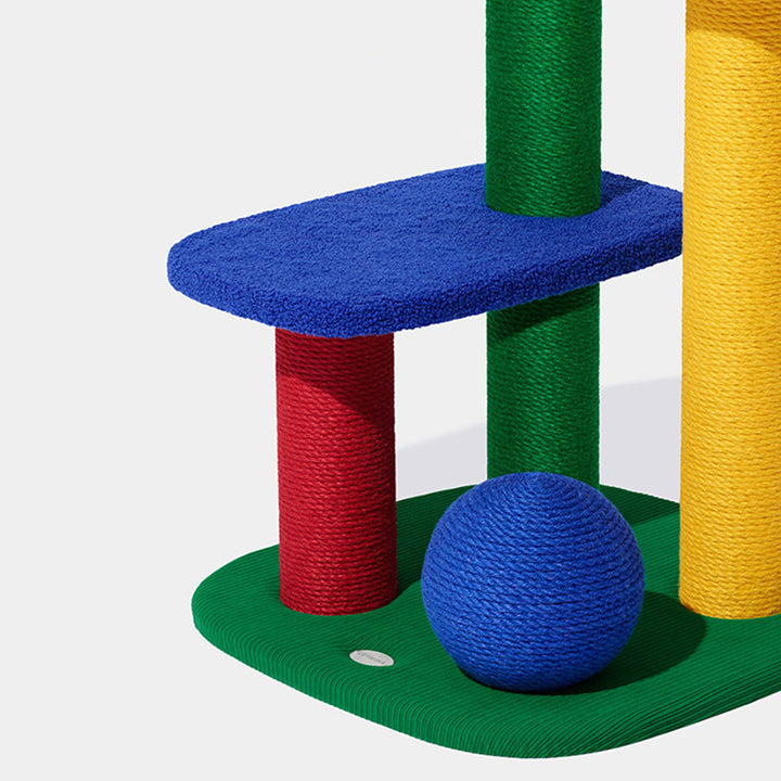 Contemporary Creative Rectangular Particleboard Corrugated Paper Sisal Jute EPS Cat Tree 2/3/4-Tier For Living Room