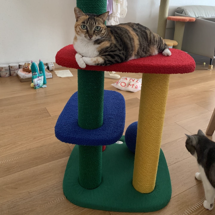 Contemporary Creative Rectangular Particleboard Corrugated Paper Sisal Jute EPS Cat Tree 2/3/4-Tier For Living Room