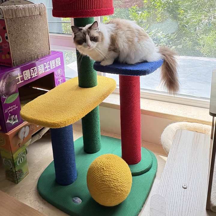 Contemporary Creative Rectangular Particleboard Corrugated Paper Sisal Jute EPS Cat Tree 2/3/4-Tier For Living Room