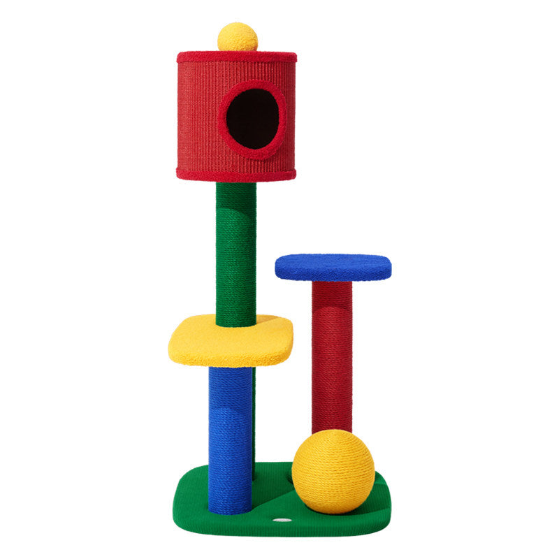 Contemporary Creative Rectangular Particleboard Corrugated Paper Sisal Jute EPS Cat Tree 2/3/4-Tier For Living Room