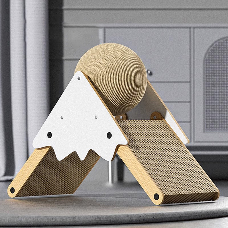 Contemporary Creative Triangular Medium-Density Fiberboard Corrugated Paper Sisal Snow Mountain Cat Tree For Bedroom