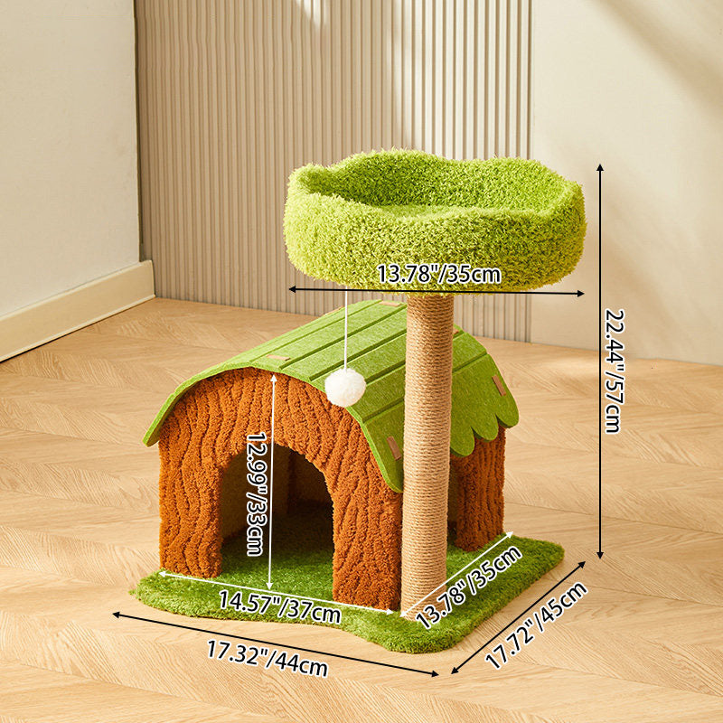 Arbre à chat contemporain créatif en panneau de fibres à densité moyenne rectangulaire, velours, feutre, sisal, maison pour chat, 2/3/4 niveaux pour salon 
