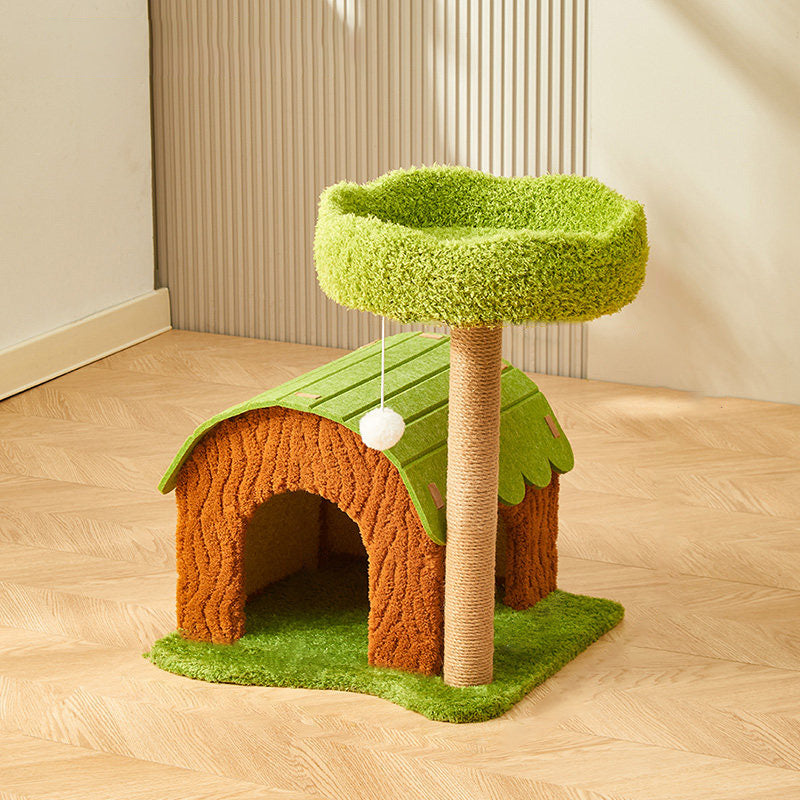 Arbre à chat contemporain créatif en panneau de fibres à densité moyenne rectangulaire, velours, feutre, sisal, maison pour chat, 2/3/4 niveaux pour salon 