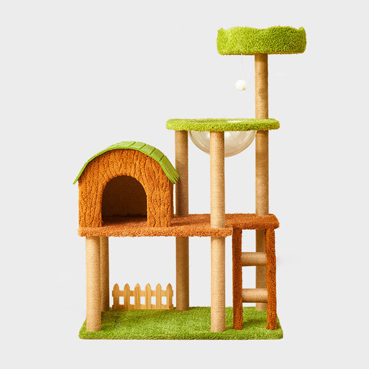 Arbre à chat contemporain créatif en panneau de fibres à densité moyenne rectangulaire, velours, feutre, sisal, maison pour chat, 2/3/4 niveaux pour salon 