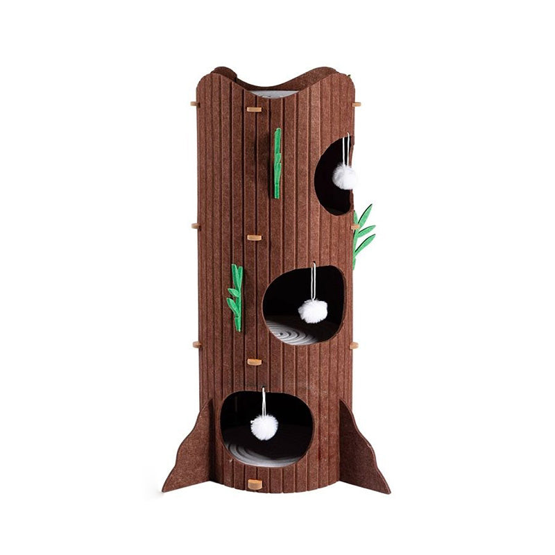 Contemporary Creative Round Medium-Density Fiberboard Felt Tree Stump Cat Tree 2/3-Tier For Living Room
