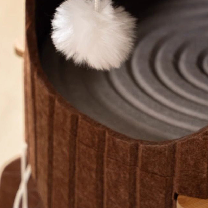 Contemporary Creative Round Medium-Density Fiberboard Felt Tree Stump Cat Tree 2/3-Tier For Living Room