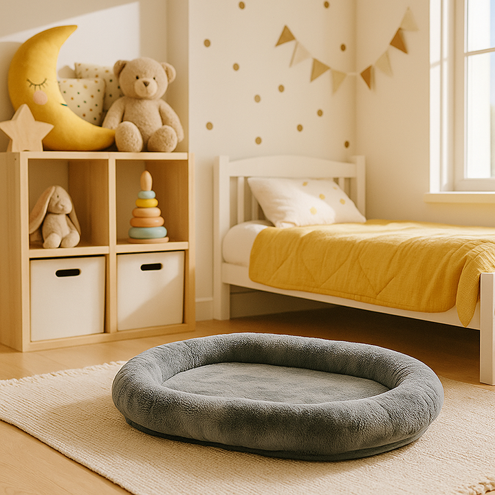Lit pour animal ovale scandinave contemporain : doux et confortable - lit compressible pour chat pour la chambre à coucher 