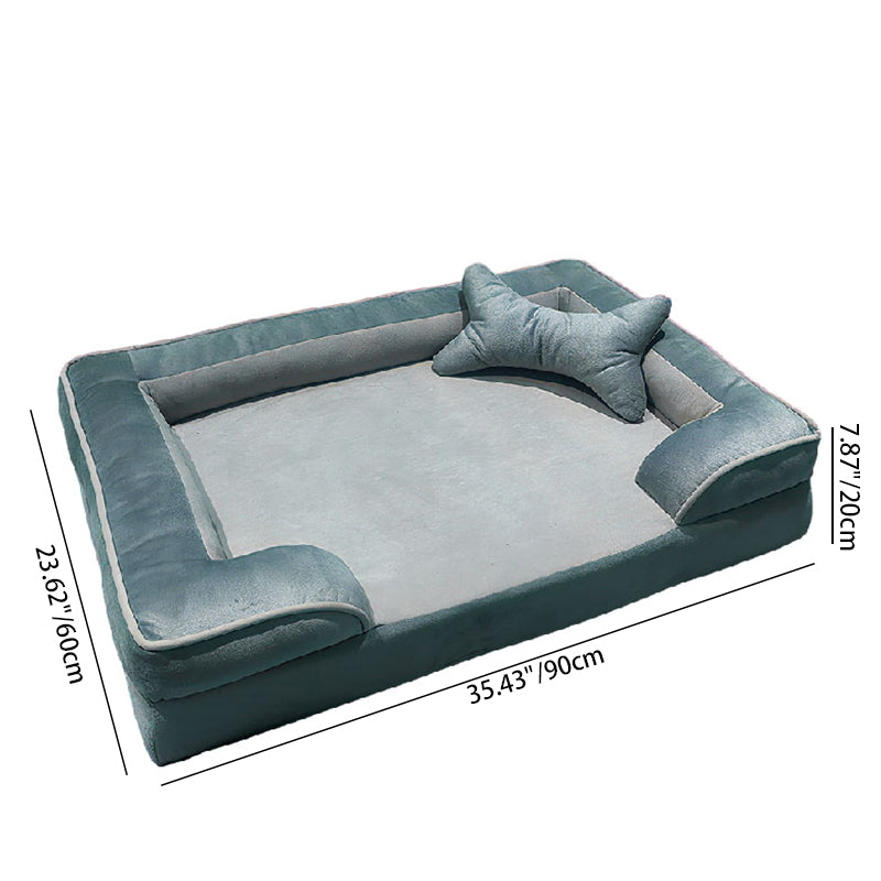 Cama para mascotas rectangular escandinava contemporánea: Almohada estilo cerca - Cama comprimible para gatos para el dormitorio 