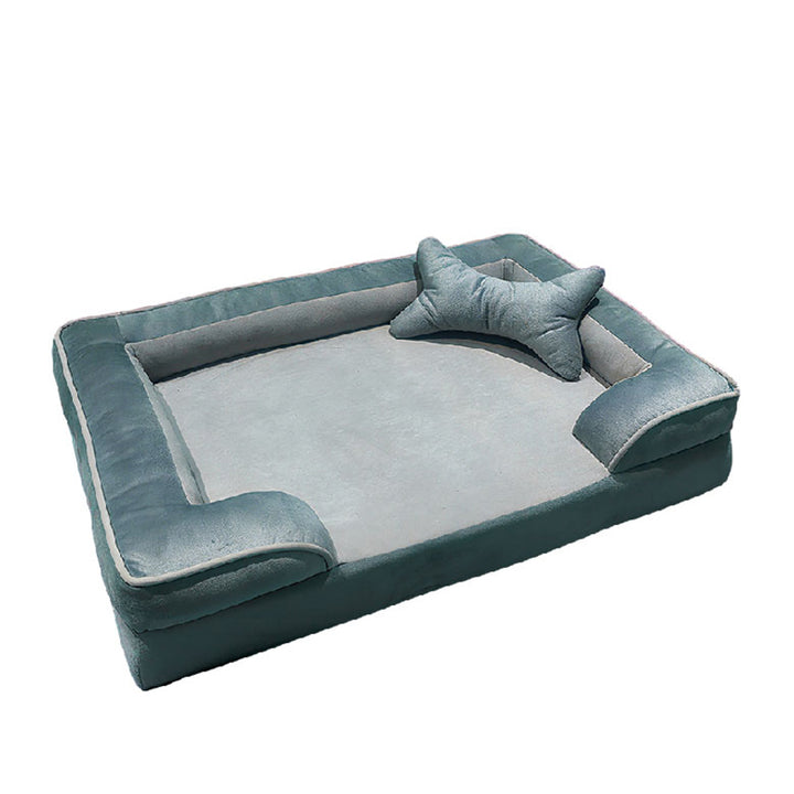 Cama para mascotas rectangular escandinava contemporánea: Almohada estilo cerca - Cama comprimible para gatos para el dormitorio 