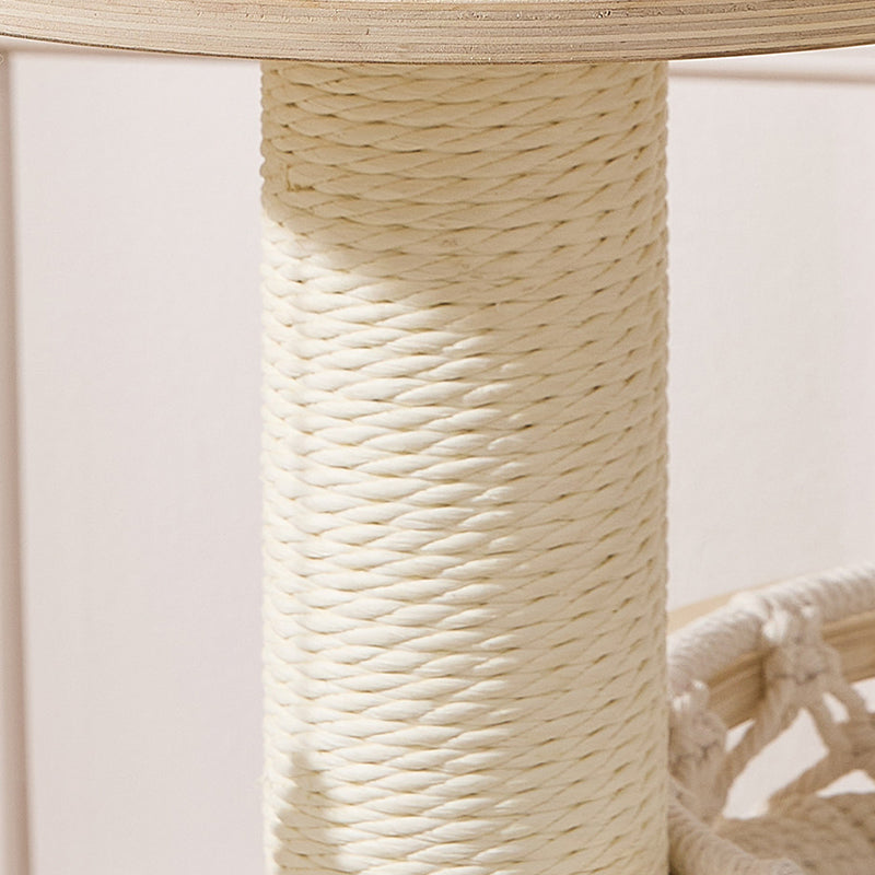 Contemporary Scandinavian Round Plywood Paper Rope Sisal Velvet Fabric Cat Tree &amp; Condo 2-Condo 2-Perch For Bedroom