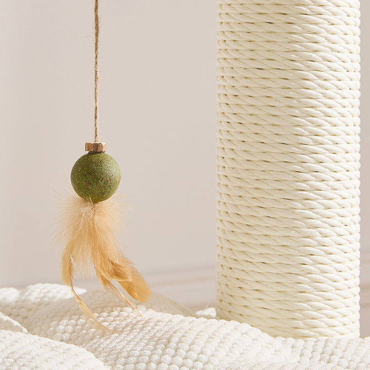 Contemporary Scandinavian Round Plywood Paper Rope Sisal Velvet Fabric Cat Tree &amp; Condo 2-Condo 2-Perch For Bedroom