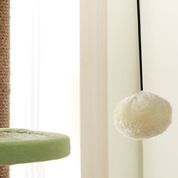 Zeitgenössischer skandinavischer rechteckiger Spanplattensamtstoff Sisal-Kratzbaum mit 3 Plattformen für das Schlafzimmer 