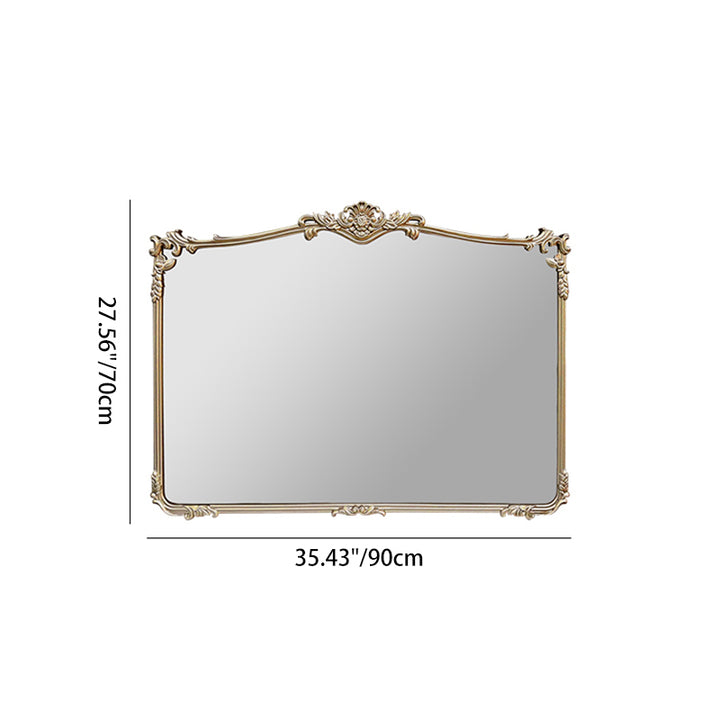 Espejo de pared rectangular tradicional francés HD plateado de fibra de densidad media tallado para baño y dormitorio 
