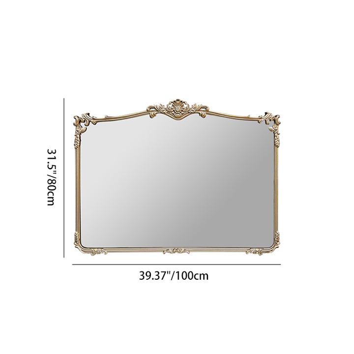 Espejo de pared rectangular tradicional francés HD plateado de fibra de densidad media tallado para baño y dormitorio 