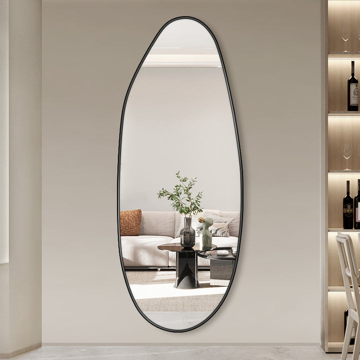 Traditioneller Vintage Ovaler HD Silber Spiegel Aluminiumlegierung Ganzkörperspiegel Für Wohnzimmer & Schlafzimmer 