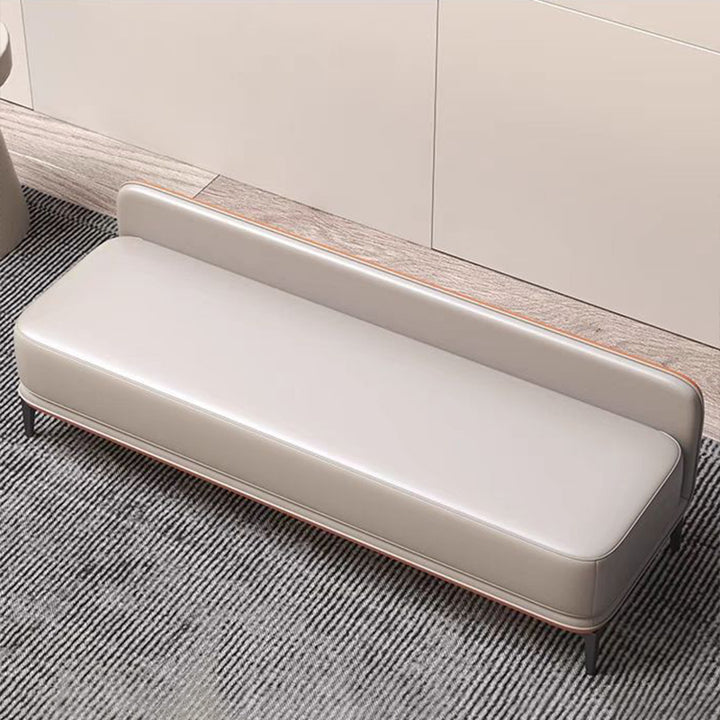 Banc à chaussures rectangulaire moderne minimaliste à plusieurs couches en contreplaqué de bois massif de haute qualité avec similicuir et acier pour entrées 