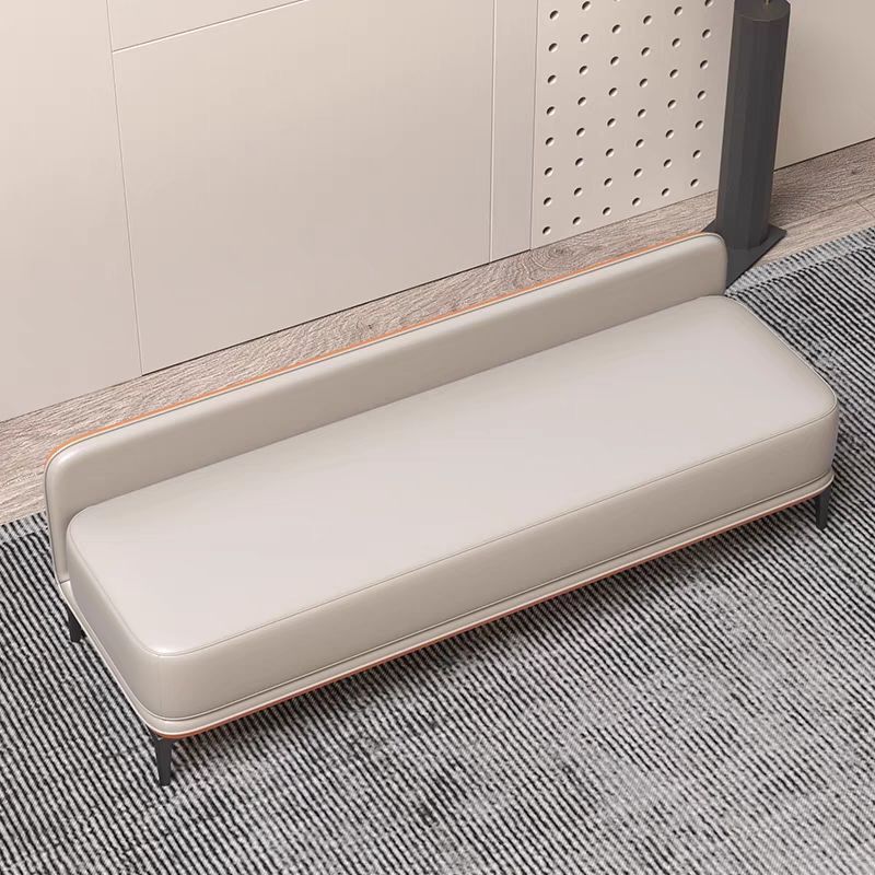 Banc à chaussures rectangulaire moderne minimaliste à plusieurs couches en contreplaqué de bois massif de haute qualité avec similicuir et acier pour entrées 