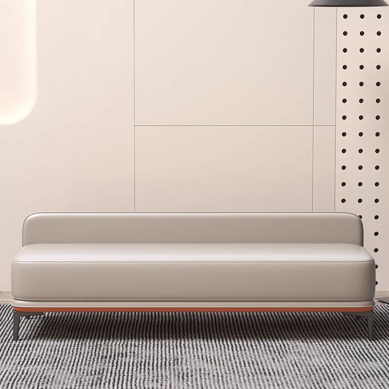 Banc à chaussures rectangulaire moderne minimaliste à plusieurs couches en contreplaqué de bois massif de haute qualité avec similicuir et acier pour entrées 
