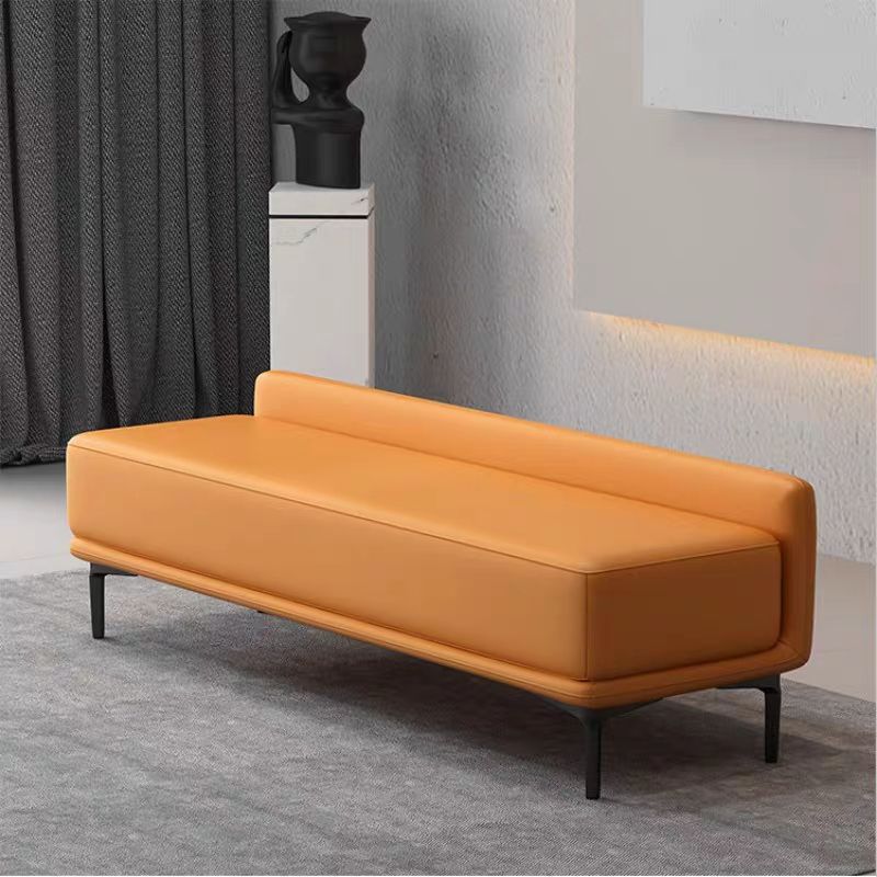 Banc à chaussures rectangulaire moderne minimaliste à plusieurs couches en contreplaqué de bois massif de haute qualité avec similicuir et acier pour entrées 