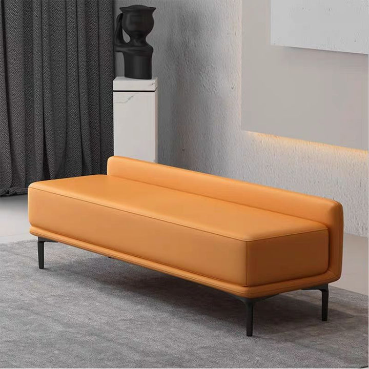 Banc à chaussures rectangulaire moderne minimaliste à plusieurs couches en contreplaqué de bois massif de haute qualité avec similicuir et acier pour entrées 