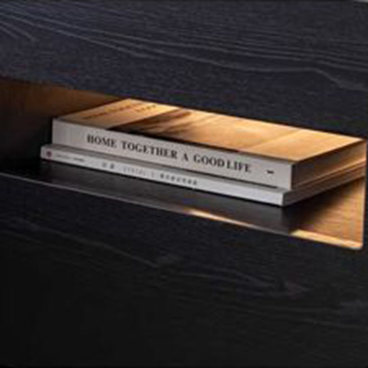Modern Minimalist Square Plywood Nightstand 2-Drawer For Bedroom