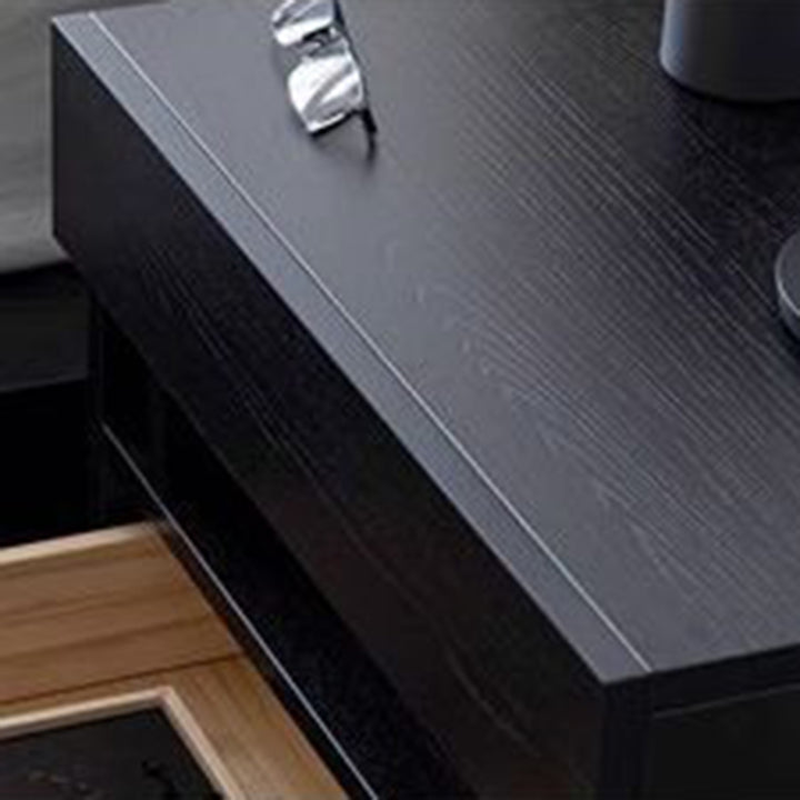 Modern Minimalist Square Plywood Nightstand 2-Drawer For Bedroom