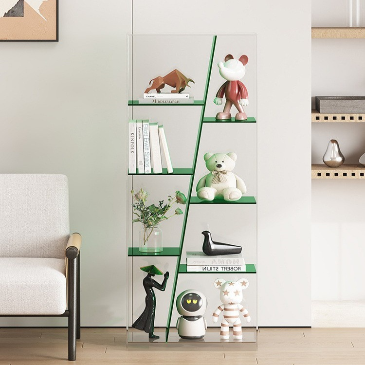 Estantería de almacenamiento acrílica rectangular de lujo moderno de 3/4 niveles para sala de estar y dormitorio 